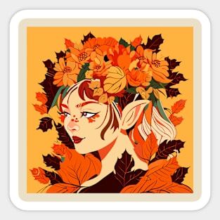 Autumn fairy portrait Sticker